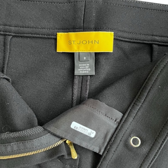 St. John Gold Label NWOT Black Gold Snap Zipper Angle Cargo Pointe Pant Size 8 - Picture 6 of 8